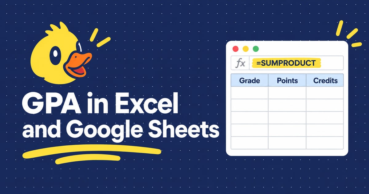 Illustration: How to calculate GPA in Excel or Google Sheets